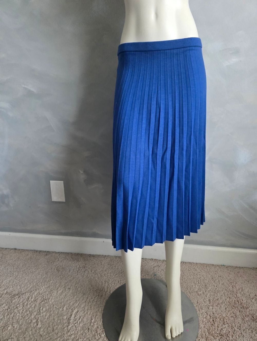 Vintage Black & Blue Virgin Wool Pleated Midi Skirt Womens 12 Set Of 2 Preppy - Picture 4 of 16